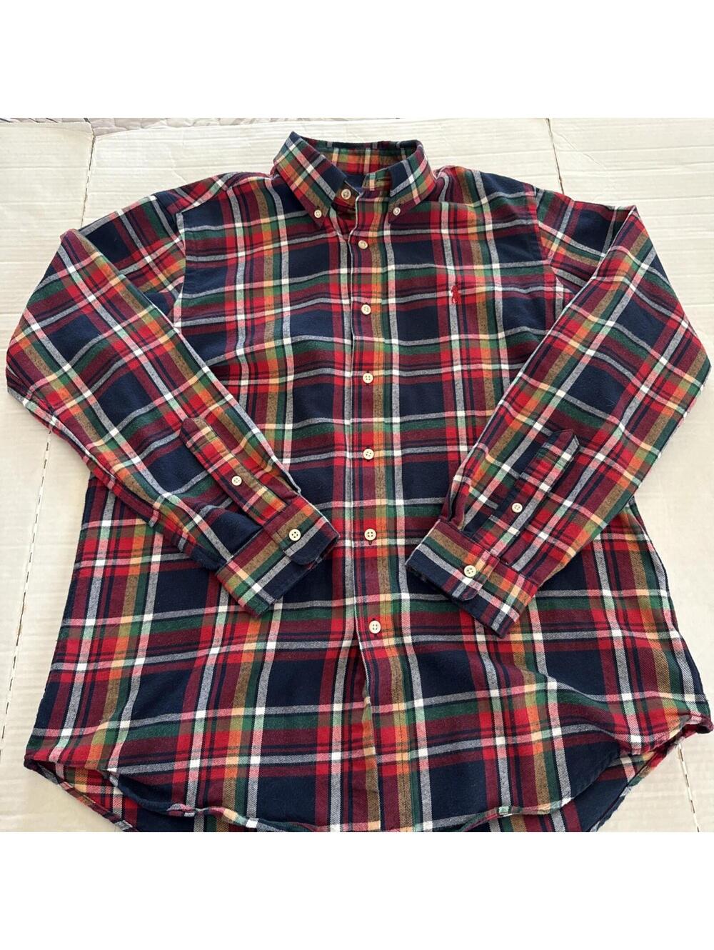 Ralph Lauren Performance Flannel Classic Fit Long Sleeve Button Down Mens Medium